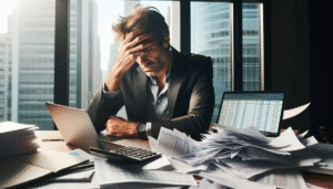 Empresário em São Paulo frustrado com sua contabilidade tradicional, um dos sinais de que precisa trocar de contador.