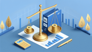 Balança equilibrando a folha de pagamento de 28% com a alíquota reduzida do Simples Nacional, ilustrando o Fator R.