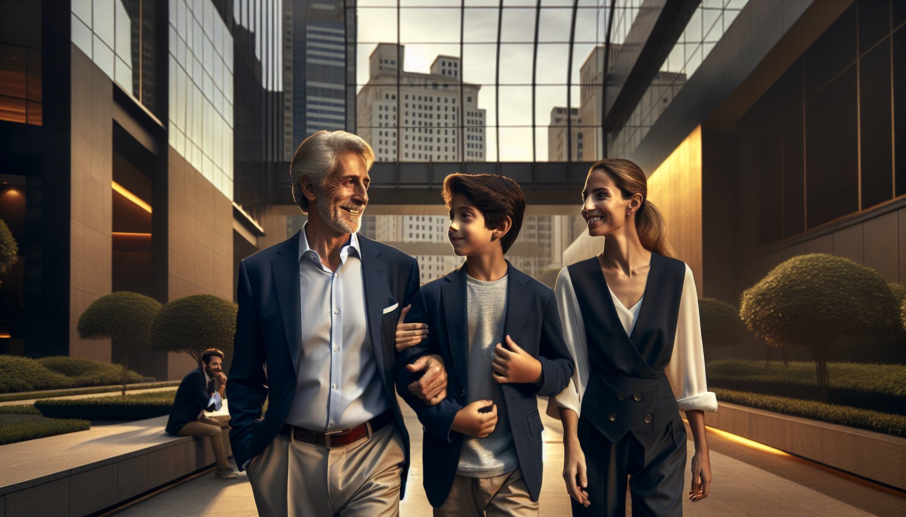 Família em São Paulo discutindo planejamento sucessório e holding familiar para 2026.