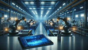 Linha de produção industrial moderna em São Paulo focada em eficiência tributária e lucro real.