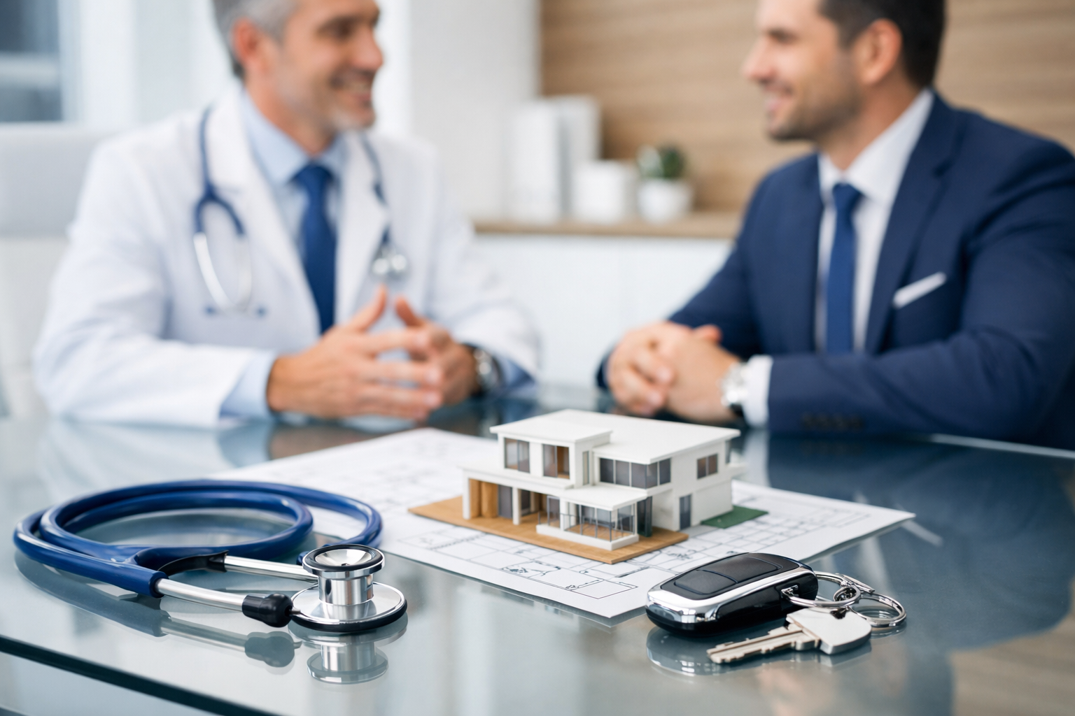 Médico em São Paulo discutindo planejamento de proteção patrimonial via Holding.